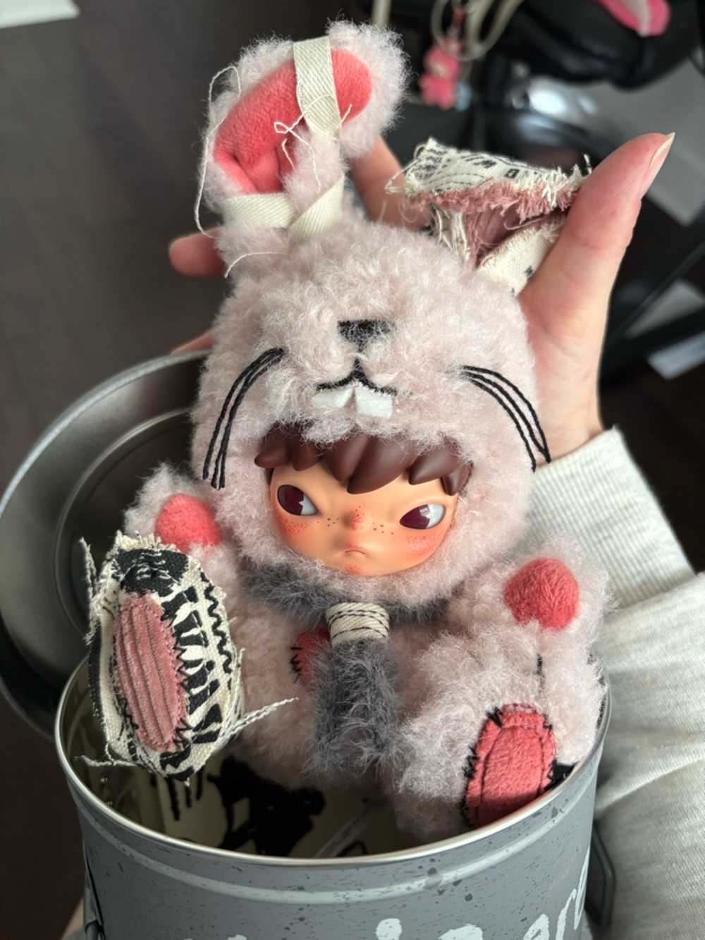 Plush Bunny Costume Doll - Pink Fuzzy Collectible